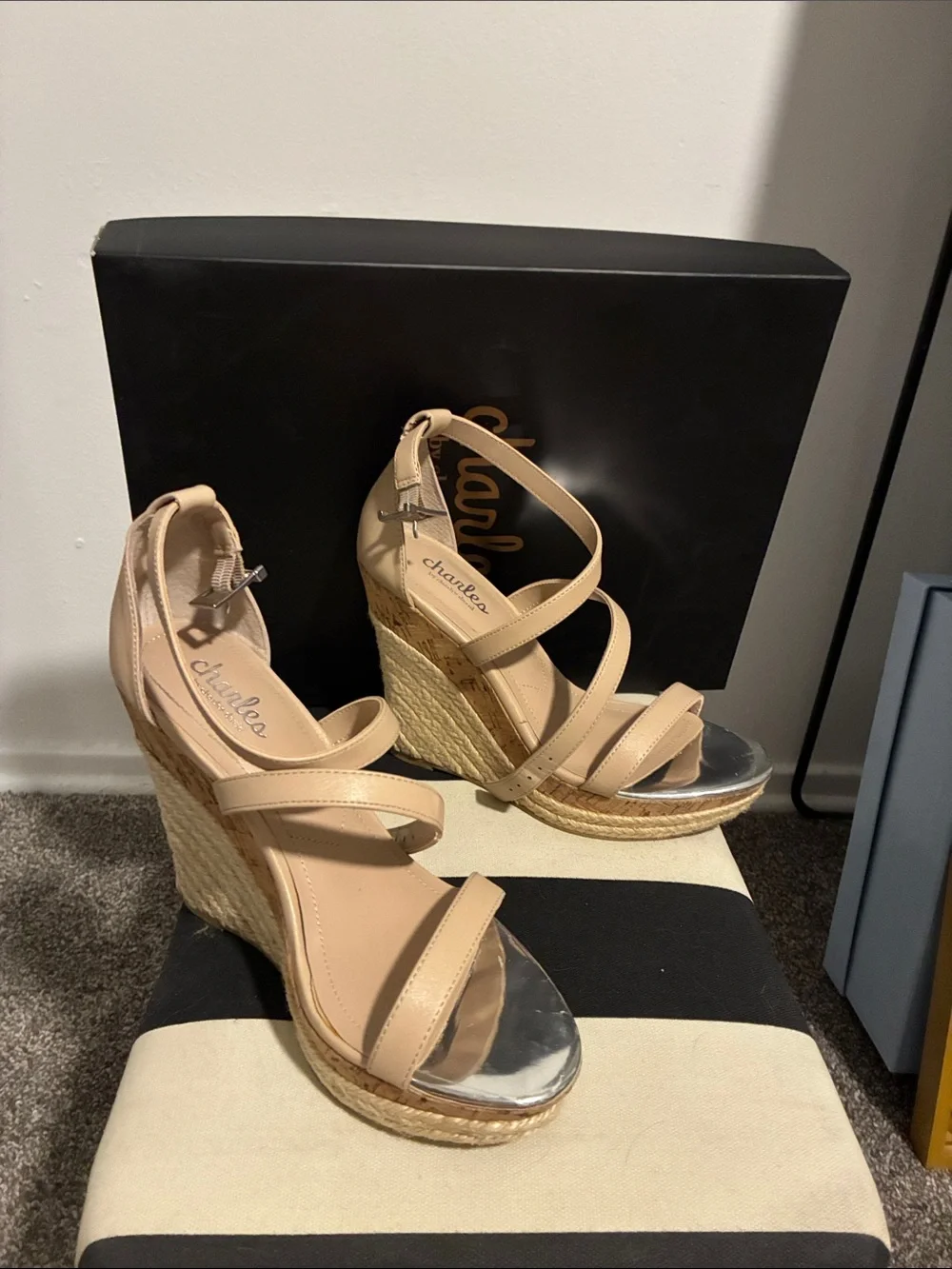 Charles by Charles David Beige Espadrille Wedge Sandals